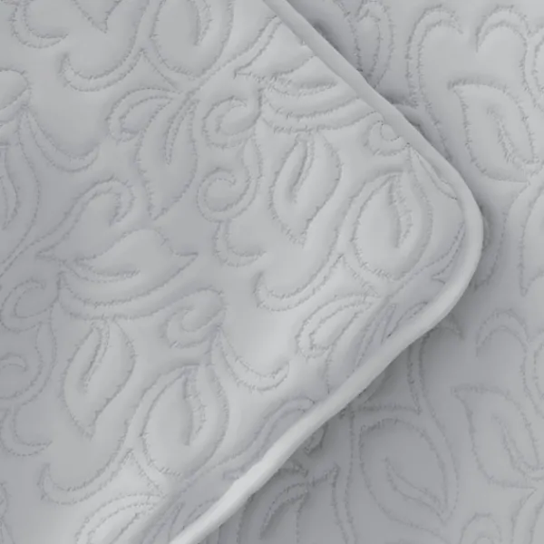 Quilts-Kirkland's Home Floral Stitch 3-Pc. Queen Quilt Set Gray
