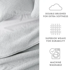Quilts-Kirkland's Home Floral Stitch 3-Pc. Queen Quilt Set Gray