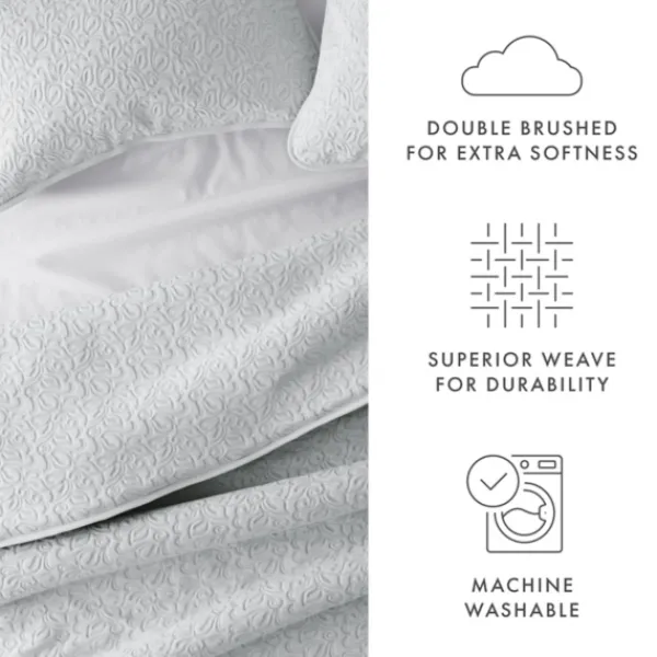 Quilts-Kirkland's Home Floral Stitch 3-Pc. Queen Quilt Set Gray