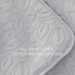 Quilts-Kirkland's Home Floral Stitch 3-Pc. Queen Quilt Set Gray