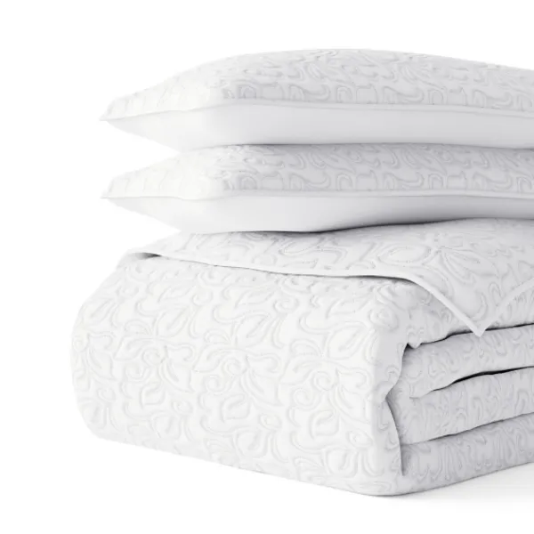 Quilts-Kirkland's Home Floral Stitch 2-Pc. Twin Quilt Set White