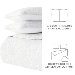 Quilts-Kirkland's Home Floral Stitch 2-Pc. Twin Quilt Set White