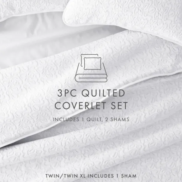 Quilts-Kirkland's Home Floral Stitch 2-Pc. Twin Quilt Set White