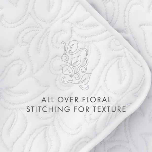 Quilts-Kirkland's Home Floral Stitch 2-Pc. Twin Quilt Set White