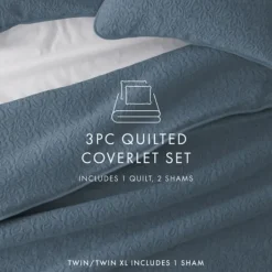Quilts-Kirkland's Home Floral Stitch 2-Pc. Twin Quilt Set Blue