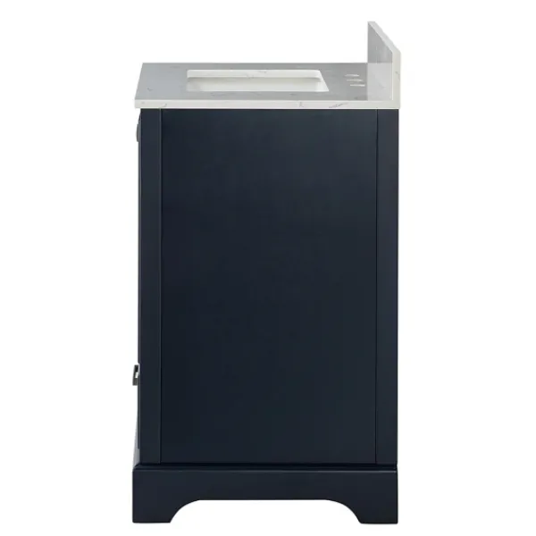 Bathroom Furniture-Kirkland's Home Florence Navy Wood Backsplash Sink Vanity Blue