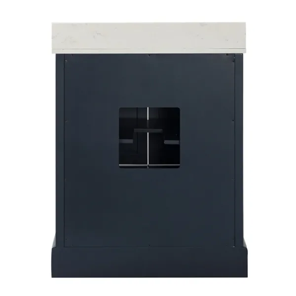 Bathroom Furniture-Kirkland's Home Florence Navy Wood Backsplash Sink Vanity Blue
