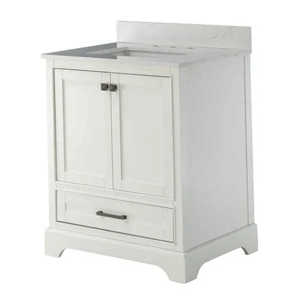 Bathroom Furniture-Kirkland's Home Florence Wood Backsplash Sink Vanity White