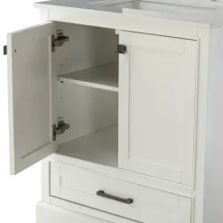 Bathroom Furniture-Kirkland's Home Florence Wood Backsplash Sink Vanity White