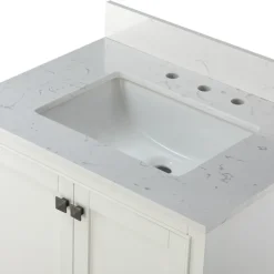 Bathroom Furniture-Kirkland's Home Florence Wood Backsplash Sink Vanity White