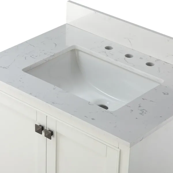 Bathroom Furniture-Kirkland's Home Florence Wood Backsplash Sink Vanity White