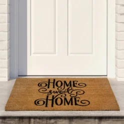 Doormats-Kirkland's Home Flourish Script Home Sweet Home Coir Doormat Brown/Black