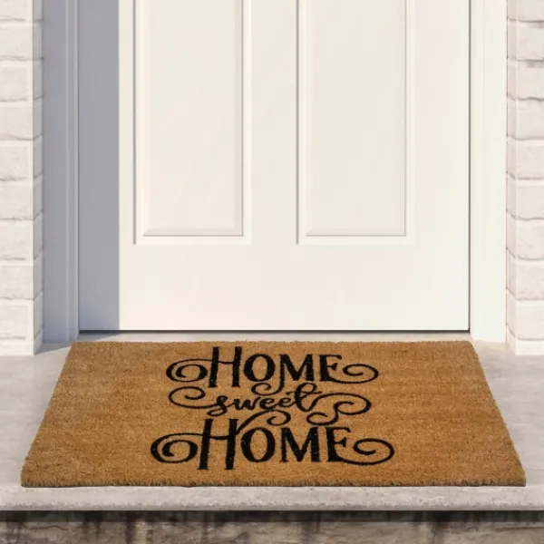 Doormats-Kirkland's Home Flourish Script Home Sweet Home Coir Doormat Brown/Black