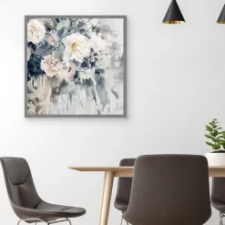 Canvas Art-Kirkland's Home Flower Impressions Framed Canvas Art Print Gray