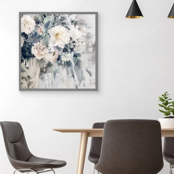 Canvas Art-Kirkland's Home Flower Impressions Framed Canvas Art Print Gray
