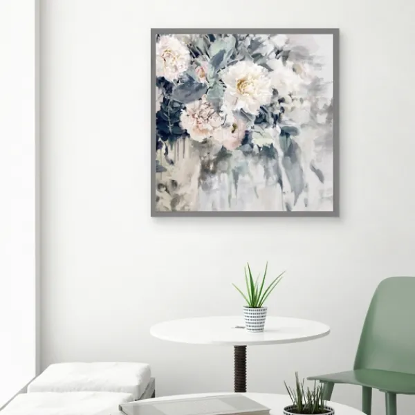 Canvas Art-Kirkland's Home Flower Impressions Framed Canvas Art Print Gray