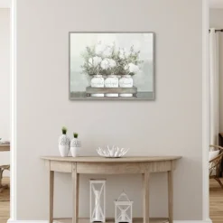 Canvas Art-Kirkland's Home Flower Jars Framed Canvas Art Print White