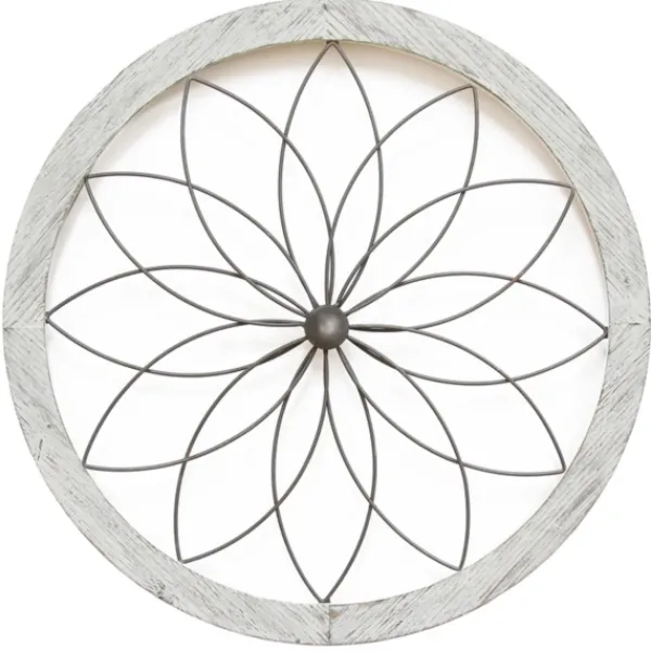 Wall Plaques-Kirkland's Home Flower Metal And Wood Art Wall Plaque White/Black