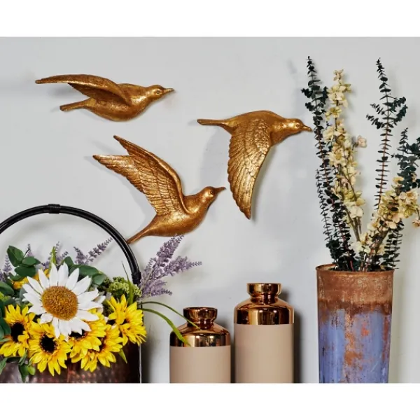 Wall Plaques-Kirkland's Home Flying Birds Wall Sculptures, Set Of 3 Gold