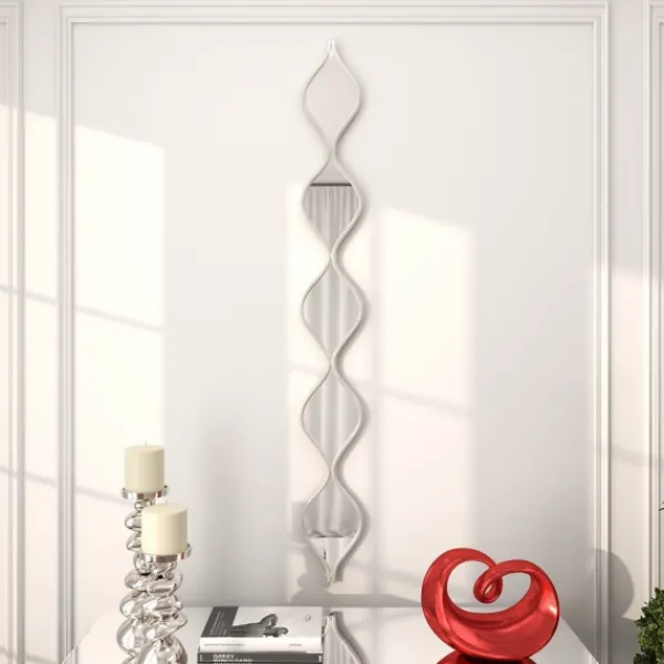 Decorative Mirrors-Kirkland's Home Foil Slim Stacked Teardrops Wall Mirror Silver