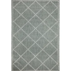 Outdoor Rugs-Kirkland's Home Forest Geo Lattice Outdoor Area Rug, 6X9 Green