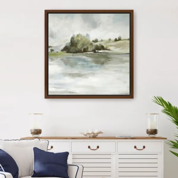 Framed Art-Kirkland's Home Forest Look Out Framed Canvas Art Print Gray/White/Green