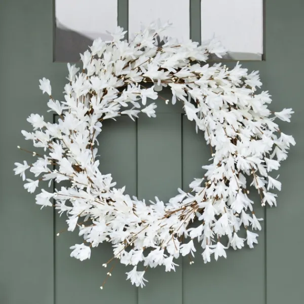 Wreaths-Kirkland's Home Forsythia Flowers Wreath White