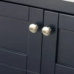 Bathroom Furniture-Kirkland's Home Foster Navy Wood Backsplash Sink Vanity Blue