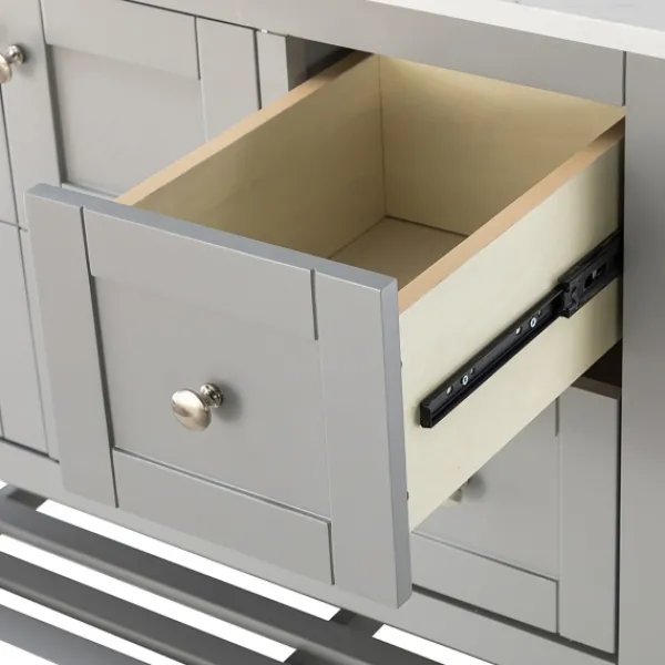 Bathroom Furniture-Kirkland's Home Foster Wood Backsplash Sink Vanity Gray