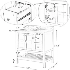 Bathroom Furniture-Kirkland's Home Foster Wood Backsplash Sink Vanity Gray