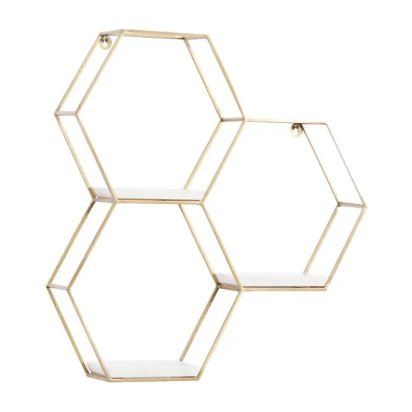 Shelves-Kirkland's Home Frame Marble Honeycomb Wall Shelf Gold