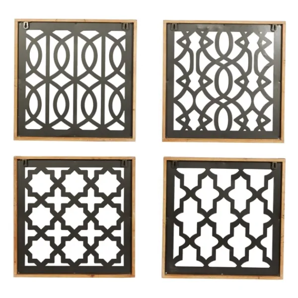 Wall Plaques-Kirkland's Home Framed Matte Black Metal Wall Plaques, Set Of 4 Black/Brown