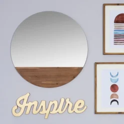 Decorative Mirrors-Kirkland's Home Frameless Stained Wood Accent Wall Mirror