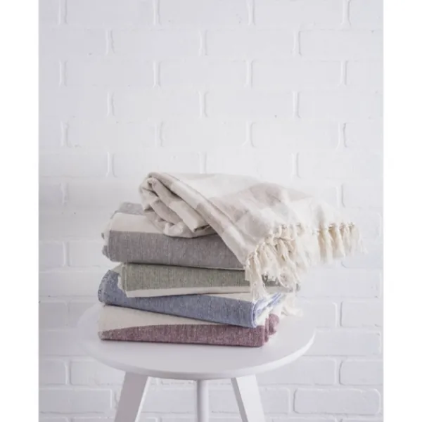 Blankets & Throws-Kirkland's Home French Cabana Stripe Throw Blue