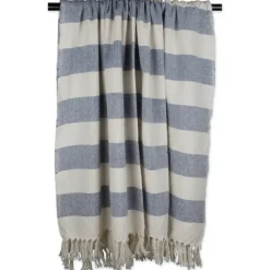Blankets & Throws-Kirkland's Home French Cabana Stripe Throw Blue