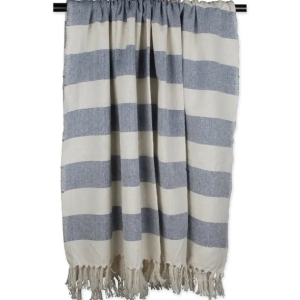 Blankets & Throws-Kirkland's Home French Cabana Stripe Throw Blue