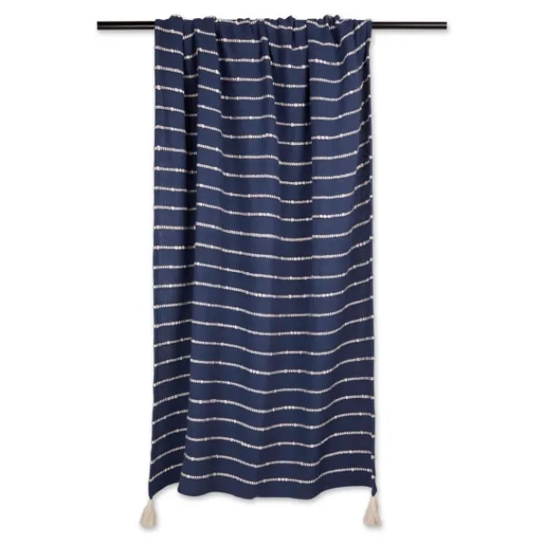 Blankets & Throws-Kirkland's Home French Slub Stripe Decorative Throw Blue