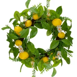 Wreaths-Kirkland's Home Fresh Daisies And Lemons Wreath Green/Yellow/White