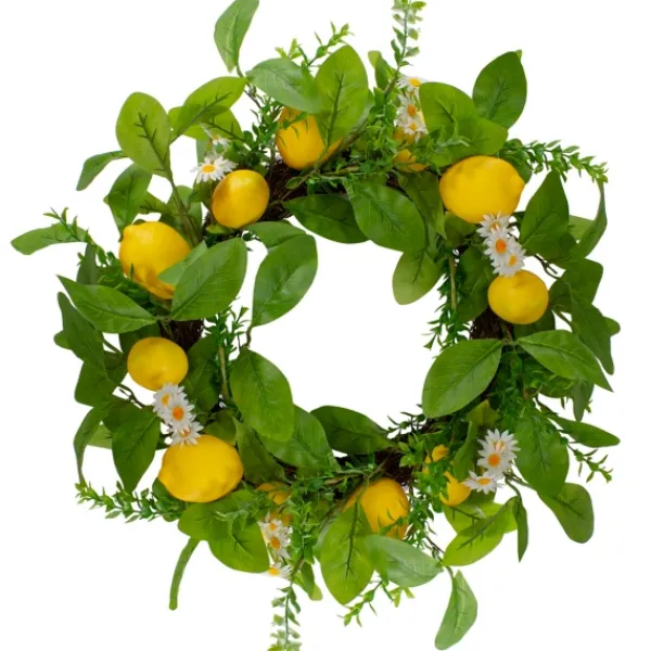 Wreaths-Kirkland's Home Fresh Daisies And Lemons Wreath Green/Yellow/White