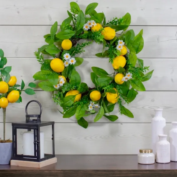 Wreaths-Kirkland's Home Fresh Daisies And Lemons Wreath Green/Yellow/White
