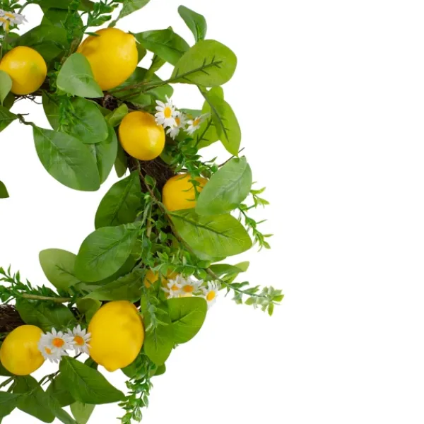 Wreaths-Kirkland's Home Fresh Daisies And Lemons Wreath Green/Yellow/White