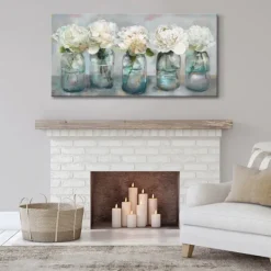 Canvas Art-Kirkland's Home Fresh Picked Peonies Canvas Art Print White/Blue/Gray
