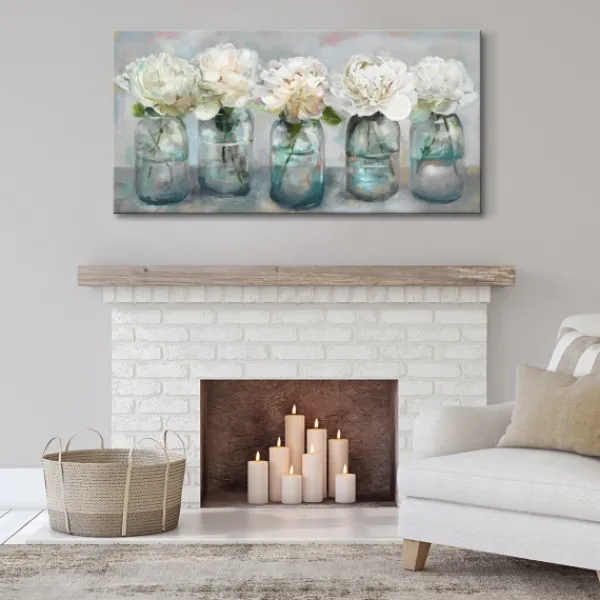 Canvas Art-Kirkland's Home Fresh Picked Peonies Canvas Art Print White/Blue/Gray