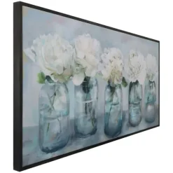 Framed Art-Kirkland's Home Fresh Picked Peonies Framed Art Print Green/White/Gray/Blue