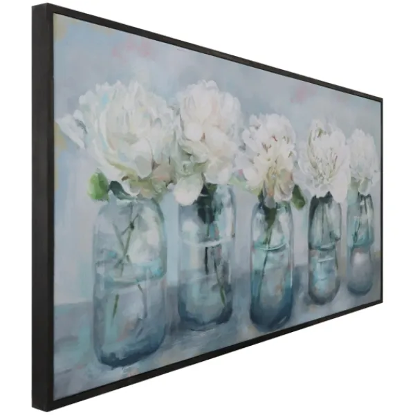 Framed Art-Kirkland's Home Fresh Picked Peonies Framed Art Print Green/White/Gray/Blue