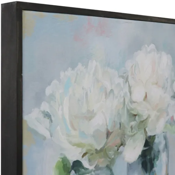 Framed Art-Kirkland's Home Fresh Picked Peonies Framed Art Print Green/White/Gray/Blue