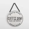 Wall Quotes & Signs-Kirkland's Home Freshly Brewed Coffee Round Beaded Wall Plaque White/Black