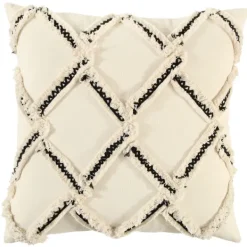 Pillows-Kirkland's Home Fringe Stitched Lattice Throw Pillow Ivory/Black
