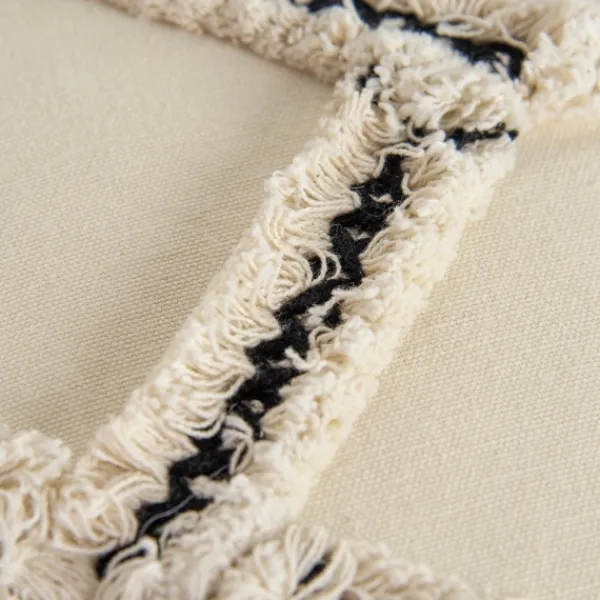 Pillows-Kirkland's Home Fringe Stitched Lattice Throw Pillow Ivory/Black