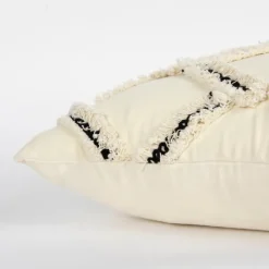 Pillows-Kirkland's Home Fringe Stitched Lattice Throw Pillow Ivory/Black